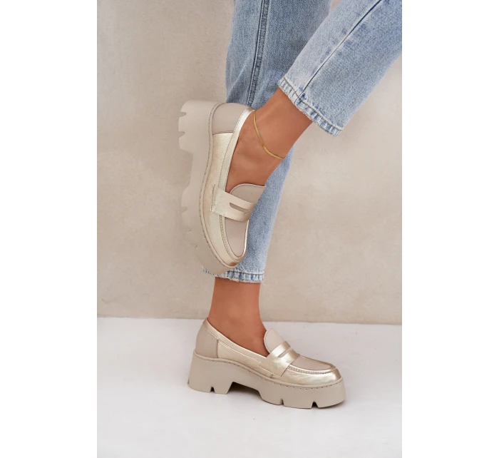 Kožené Dámské Mokasíny Na Platformě A Plochém Podpatku Panteří Zazoo 20191 Zlaté Kožené Dámské Mokasíny Na Platformě A Plochém Podpatku Panteří Zazoo 20191 Zlaté