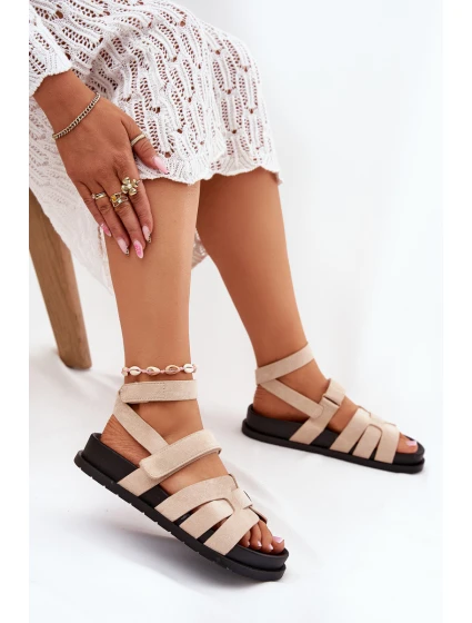 Eko Semišové Sandály Dámské S Béžové model 21699103 - Boto Eko Semišové Sandály Dámské S Béžové model 21699103 - Boto