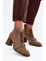 Dámské kotníkové boty z přírodního semiše na podpatek Artiker 57C0221 béžové