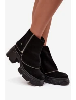 Kožené dámské kotníkové boty s lemem  Černé model 21714270 - Maciejka
