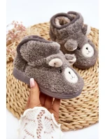 Dětské zateplené pantofle s medvídkem, šedá Eberra Dětské zateplené pantofle s medvídkem, šedá Eberra
