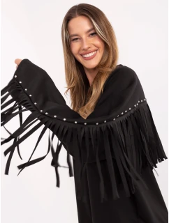 Černá volná dámská mikina s třásněmi model 21818065 - Factory Price