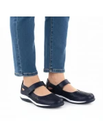 Dámské kožené polobotky na suchý zip tmavě modré model 21997204 - JEZZI