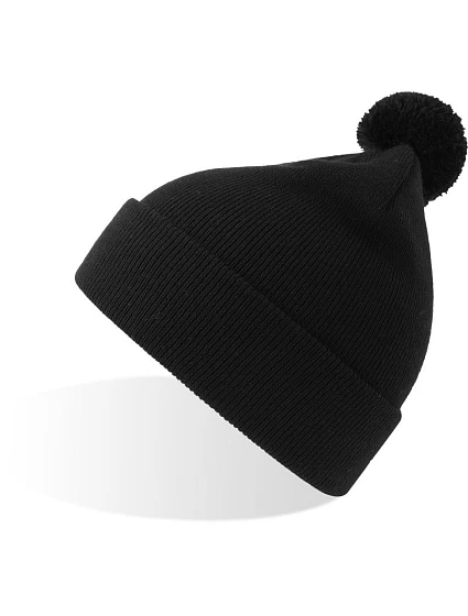Atlantis Headwear Kid Wind-S Pompom Dětská pletená čepice s bambulí 33.0313 black Atlantis Headwear Kid Wind-S Pompom Dětská pletená čepice s bambulí 33.0313 black