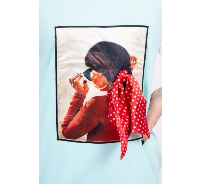 3D mátové šaty s potiskem hrášku a mašlí