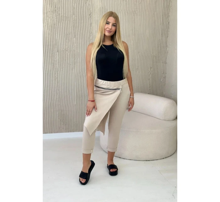 Punto Milano Zimní kalhoty s ozdobným zipem tmavě béžová Punto Milano Zimní kalhoty s ozdobným zipem tmavě béžová