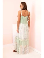 Dámské boho šaty s ramínky s výšivkou a krajkou mincovna