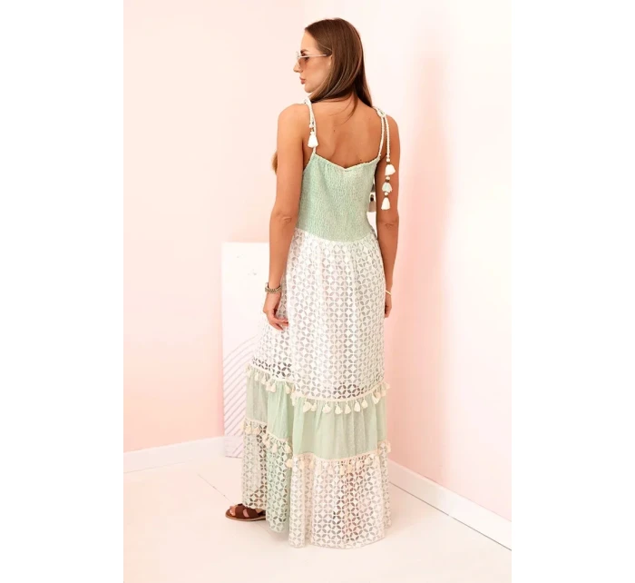 Dámské boho šaty s ramínky s výšivkou a krajkou mincovna