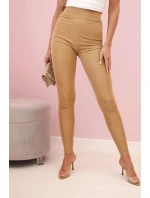 Dámské legíny s vysokým pasem z elastického materiálu camelové