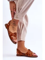 Zazoo 40185 Pohodlné kožené klínové sandály hnědé