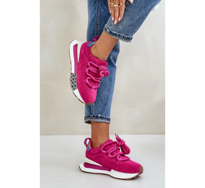 Dámské Zamszové Tenisky Na Platformě S Šněrováním Fuchsie Artiker model 21671689 - Boto Dámské Zamszové Tenisky Na Platformě S Šněrováním Fuchsie Artiker model 21671689 - Boto