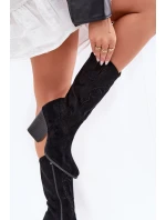 Kozačky Na Podpatku Černé model 21691075 - S.Barski