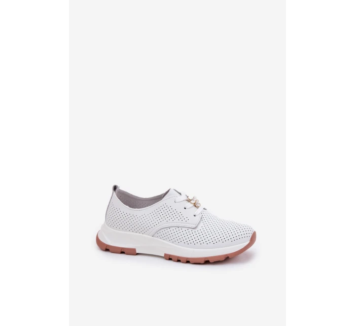 Kožené Polobotky Dámské S Připínacím Klipem Artiker 54C1810 Bílé