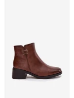 dámské kotníčkové boty na klínku hnědé model 21711943 - EVENTO