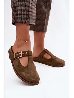 Dámské pantofle z imitace semiše tmavě zelené model 22125698 - Boto