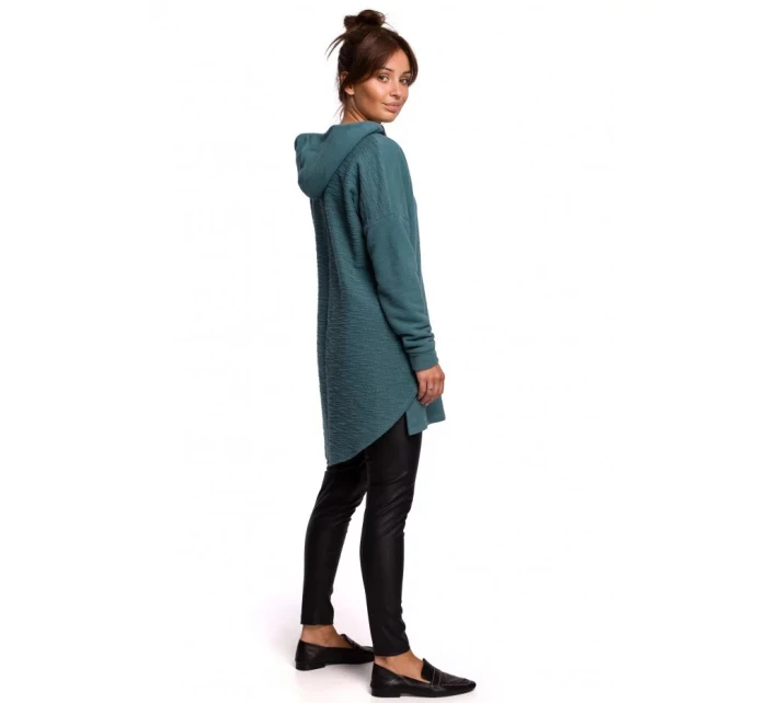 Dámský pletený svetr se zaobleným lemem B176  tyrkysový - BeWear