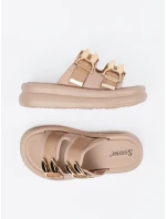 Módní dámské  nazouváky hnědé platforma