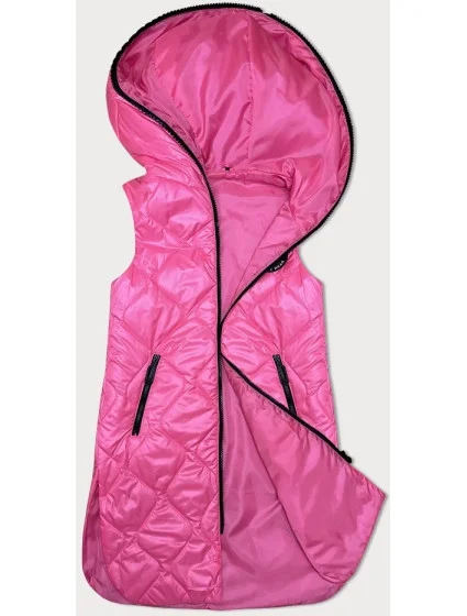 Růžová dámská vesta s ozdobným prošíváním model 19642641 - S'WEST Růžová dámská vesta s ozdobným prošíváním model 19642641 - S'WEST