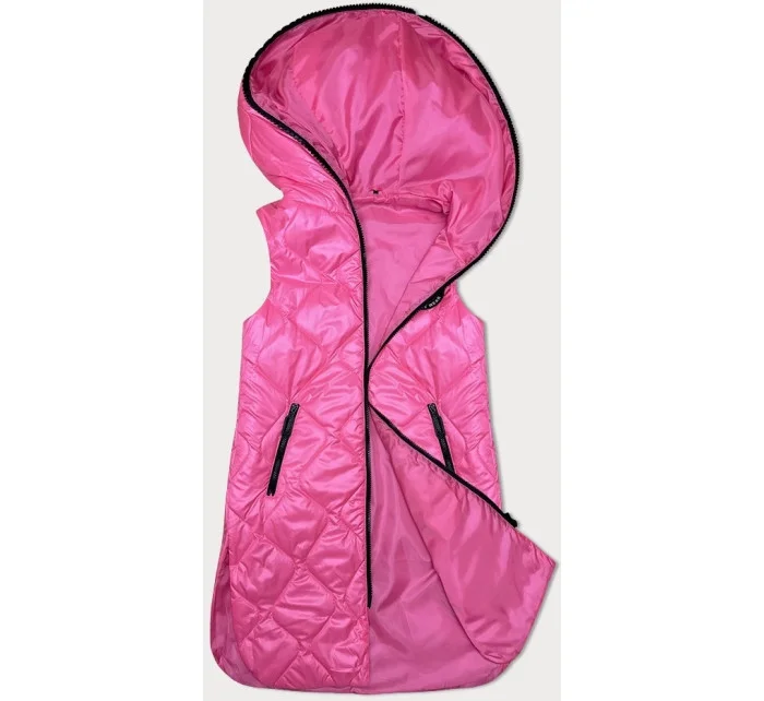 Růžová dámská vesta s ozdobným prošíváním model 19642641 - S'WEST Růžová dámská vesta s ozdobným prošíváním model 19642641 - S'WEST