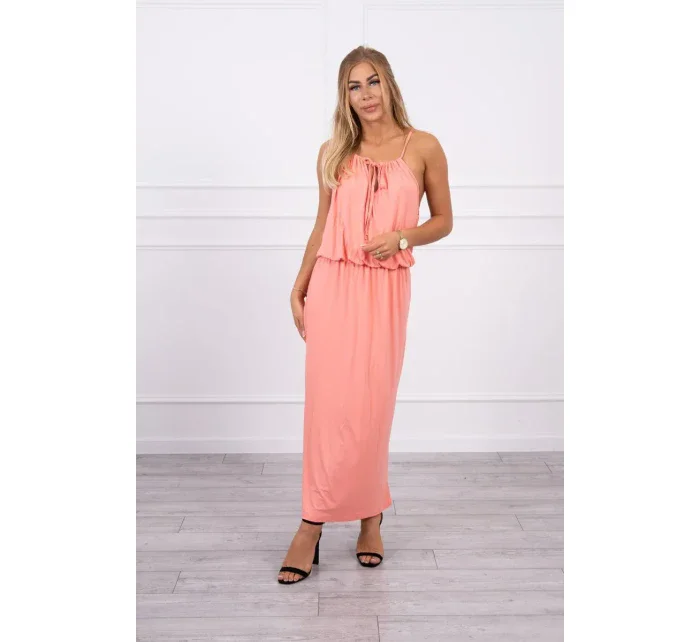 Boho šaty se štrůdlem losos