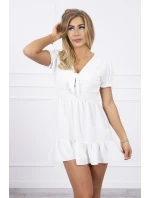 Šaty s vázaným výstřihem do V ecru Šaty s vázaným výstřihem do V ecru