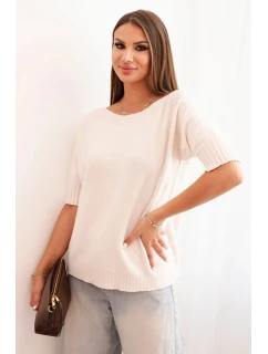 Dámský svetr z viskózy s krátkým rukávem béžový