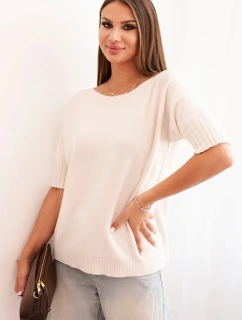 Dámský svetr z viskózy s krátkým rukávem béžový