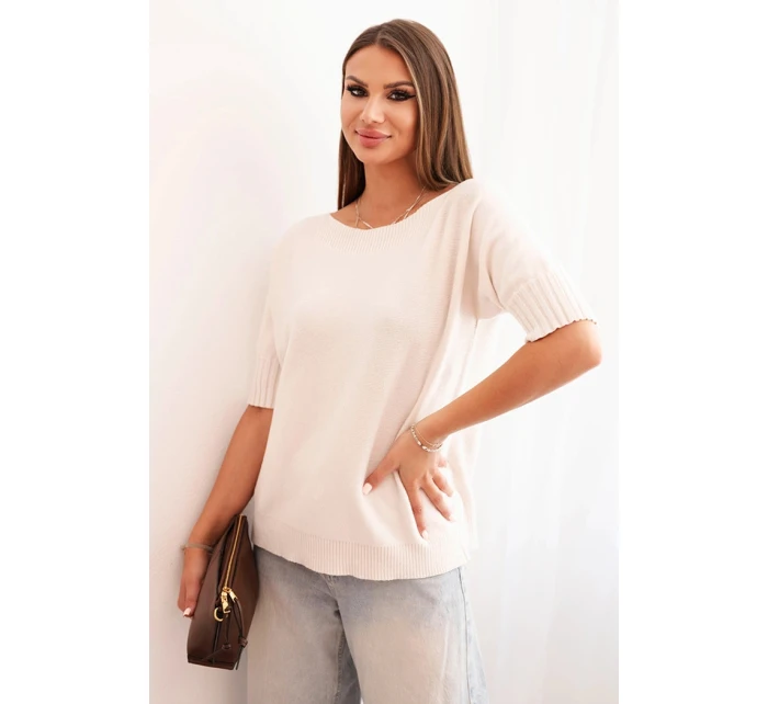 Dámský svetr z viskózy s krátkým rukávem béžový