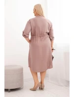 Dámská viskózová sukni Plus Size s knoflíky a vázáním v pase fango Dámská viskózová sukni Plus Size s knoflíky a vázáním v pase fango