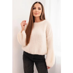 Dámský svetr z mohairu s model 22155419 rukávy ecru - K-Fashion Dámský svetr z mohairu s model 22155419 rukávy ecru - K-Fashion