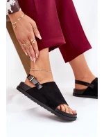 Dámské Sandály Z Eko Semiše Na Platformě Černé Migola Dámské Sandály Z Eko Semiše Na Platformě Černé Migola