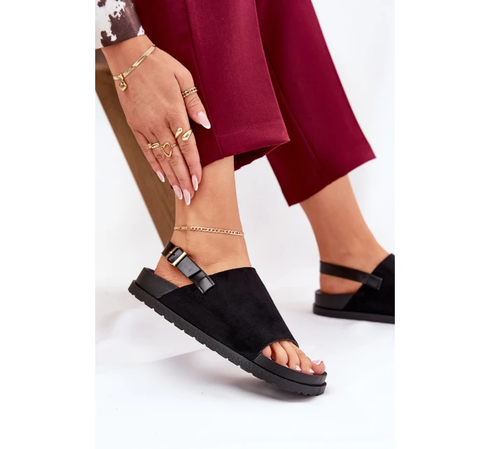 Dámské Sandály Z Eko Semiše Na Platformě Černé Migola Dámské Sandály Z Eko Semiše Na Platformě Černé Migola