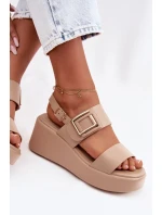 Dámské sandály na platformě s ozdobným detailem Béžové Nelira