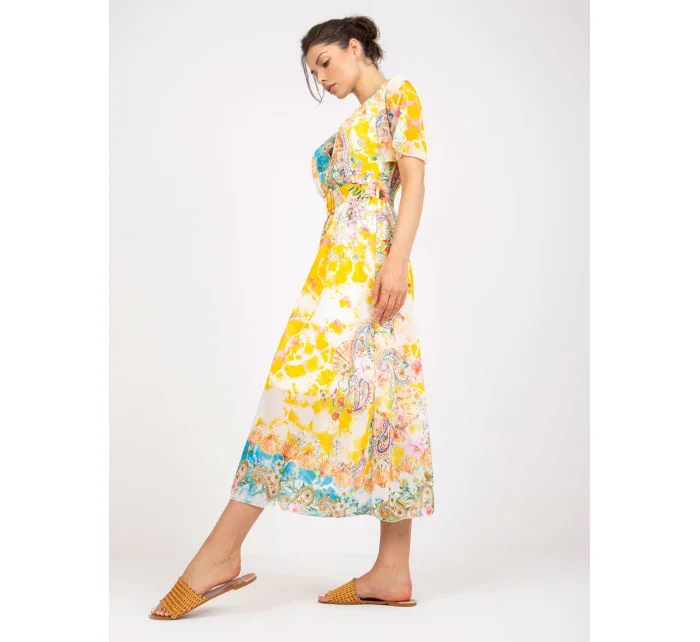 Šaty DHJ SK 15967 1.01P bílá a žlutá