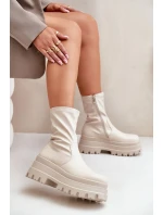 Kotníkové boty na masivní platformě světle béžové Florinara Kotníkové boty na masivní platformě světle béžové Florinara