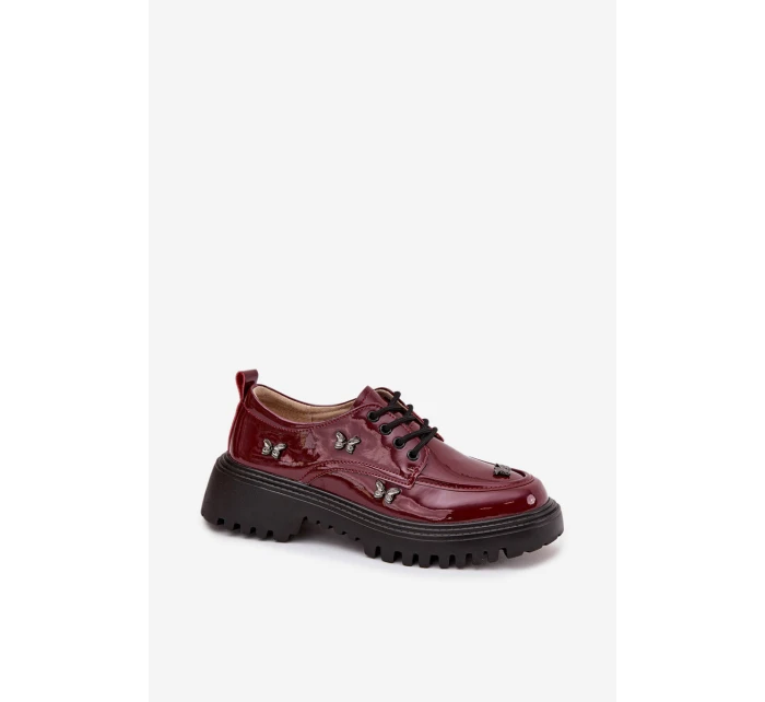 Dámské lakované kožené polobotky s připínacími doplňky Artiker – bordó