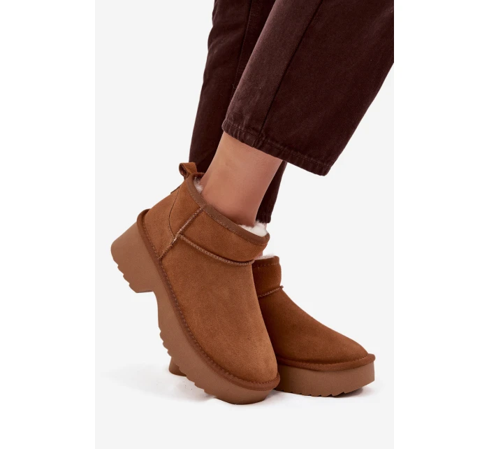 Dámské sněhule Milora z přírodního semiše s kožešinou – camel Dámské sněhule Milora z přírodního semiše s kožešinou – camel