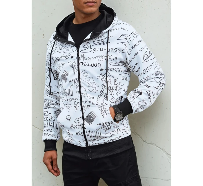 Pánská mikina na zip s kapucí bílá FashionStreet BX5749
