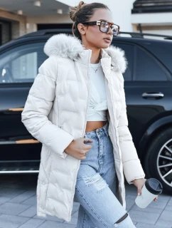 Dámská prošívaná zimní bunda s kožešinou béžová FashionStreet TY5464