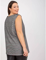 Bavlněný pruhovaný top plus size tmavě modro-bílý (7952) Bavlněný pruhovaný top plus size tmavě modro-bílý (7952)