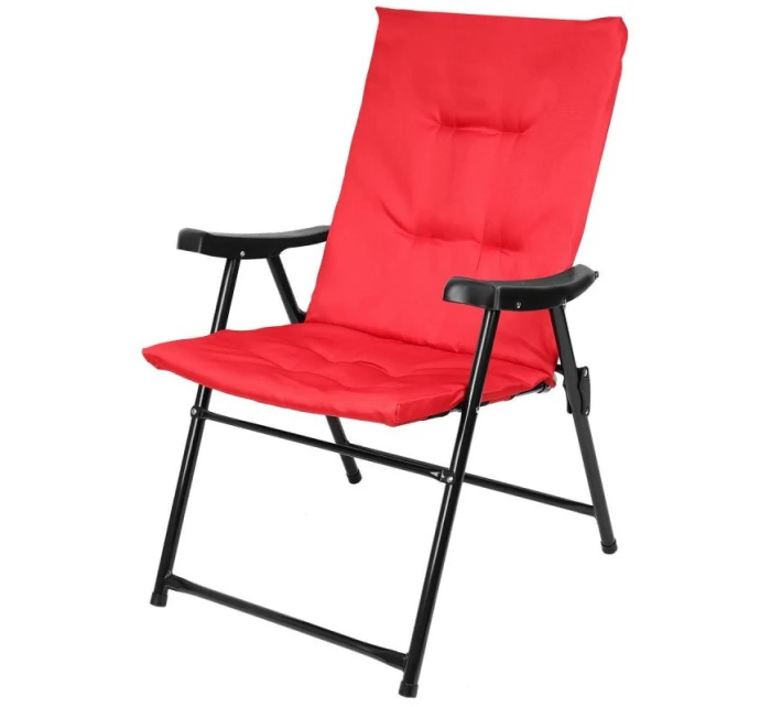 SKLÁDACÍ ZAHRADNÍ ŽIDLE 59X66X45/90CM S POLŠTÁŘEM ČERVENÁ