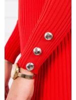 Přiléhavé svetrové šaty s knoflíky červené
