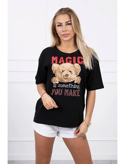 model 18746366 halenka s potiskem černá - K-Fashion