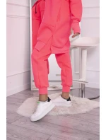Zateplená sada s dlouhou mikinou růžová neonová