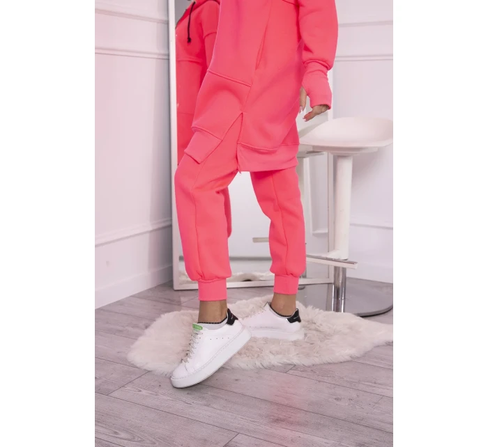 Zateplená sada s dlouhou mikinou růžová neonová