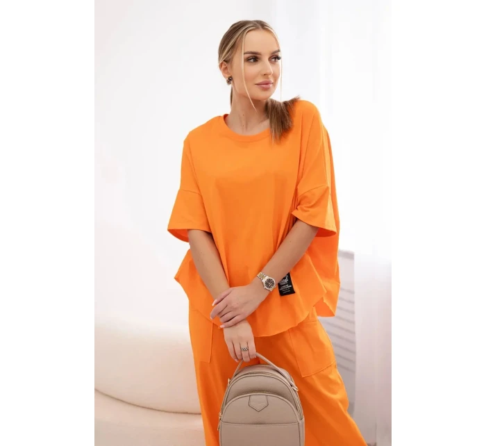 Bavlněný komplet halenka + kalhoty pomeranč Bavlněný komplet halenka + kalhoty pomeranč