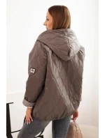 Dámská prošívaná bunda s kapucí cappuccino