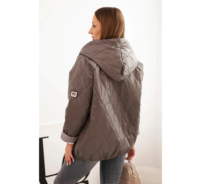 Dámská prošívaná bunda s kapucí cappuccino