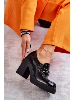 Lakované boty na masivním sloupku Černé model 21596565 - Boto