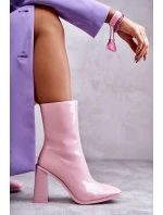Dámské lakované kozačky Růžove model 21596921 - Boto
